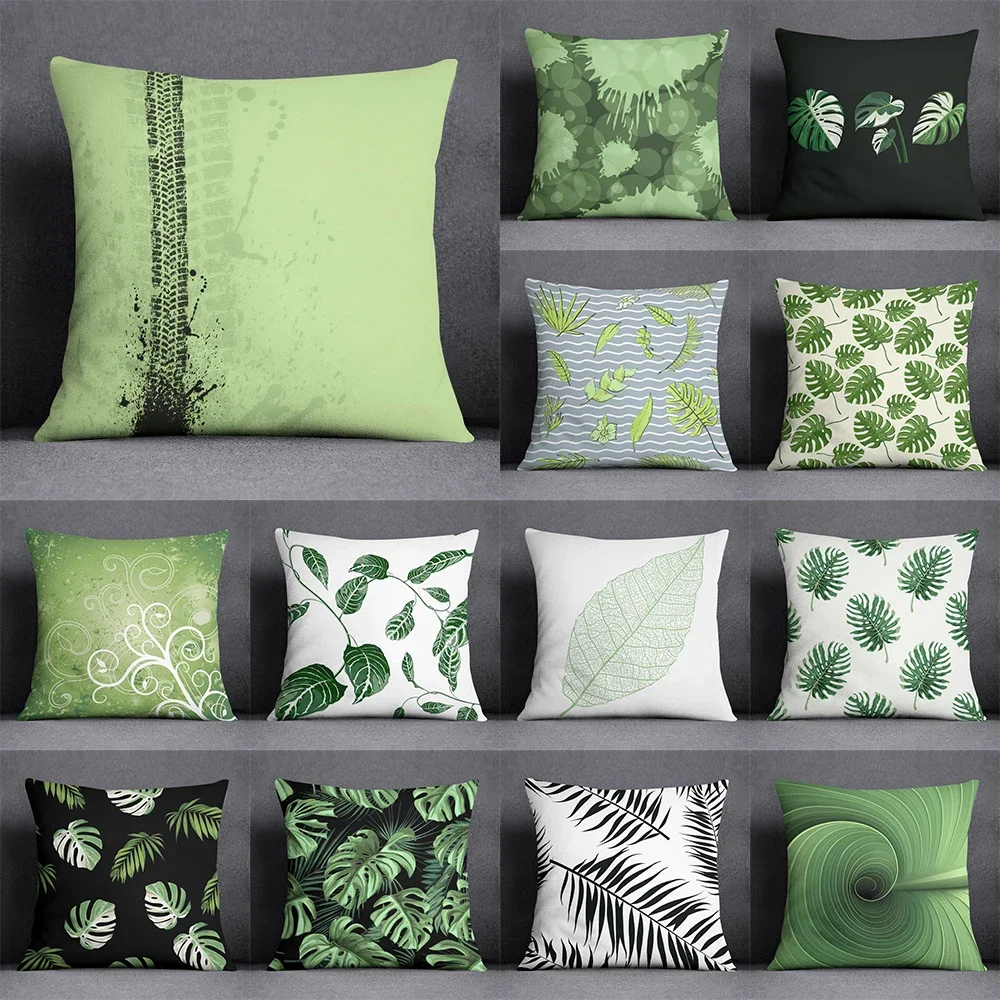 

Tropical green plant leaf print pattern home office bedroom sofa car decoration throw pillow pillowcase