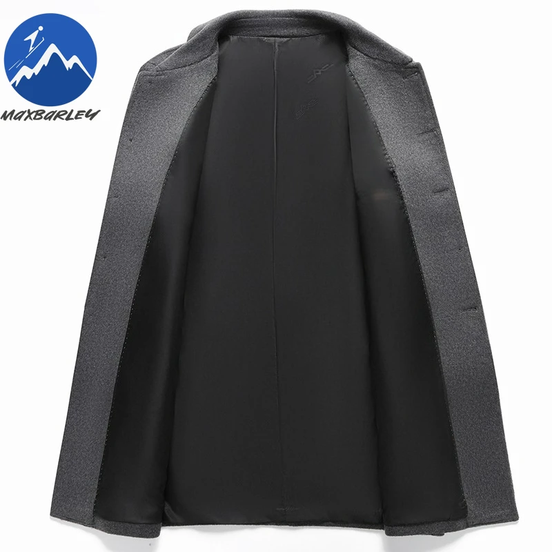 Maxbarley Premium Wool Overcoat Men Winter Mid Length Outdoor Office Windproof Wool Jacket Business Casual Thicken Fashion Coat