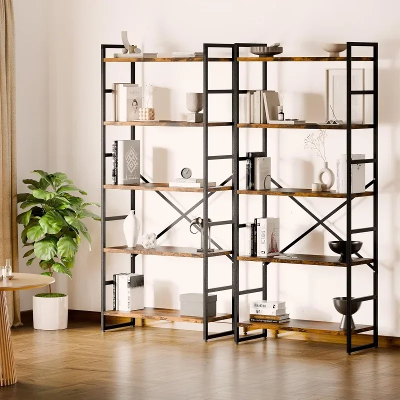 

Shintenchi Bookshelf, 5 Tier Bookshelf, Tall Bookcase Shelf for CDs/Movies/Books, Home Office Bookcase Shelf Storage Organizer