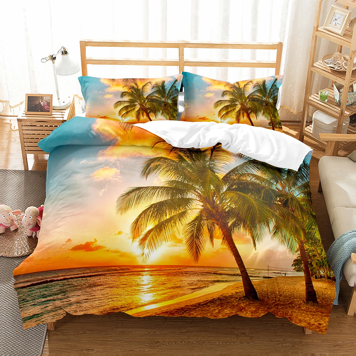 

Hawaii Duvet Cover Set Beach Sea Quilt Cover For Kids Boys Girls Bedding Set Summer Themed Comforter Cover King Queen Full Size