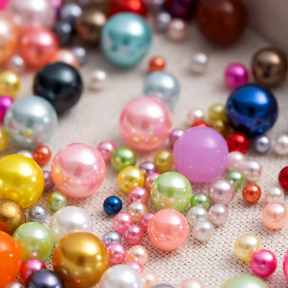 100-1000Pcs Imitation Pearls Without Hole Round Beads DIY Jewelry Making Findings Bracelets Necklaces Crafts Accessories