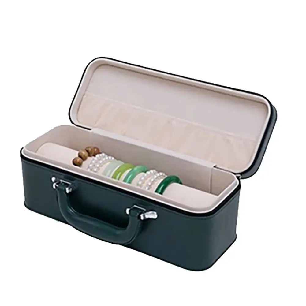 

Vintage Watch Display Box PU Leather with Handle Bracelet Storage Boxes Compact Shockproof Wristwatch Holder Antique Collection