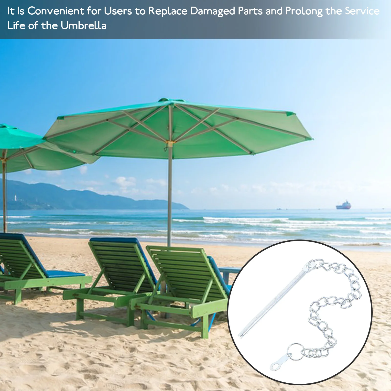 

2pcs Outdoor Accessories Durable Metal Chain for Patio Patio Umbrella Replacement Parts Umbrella Replacement Easy Install Garden