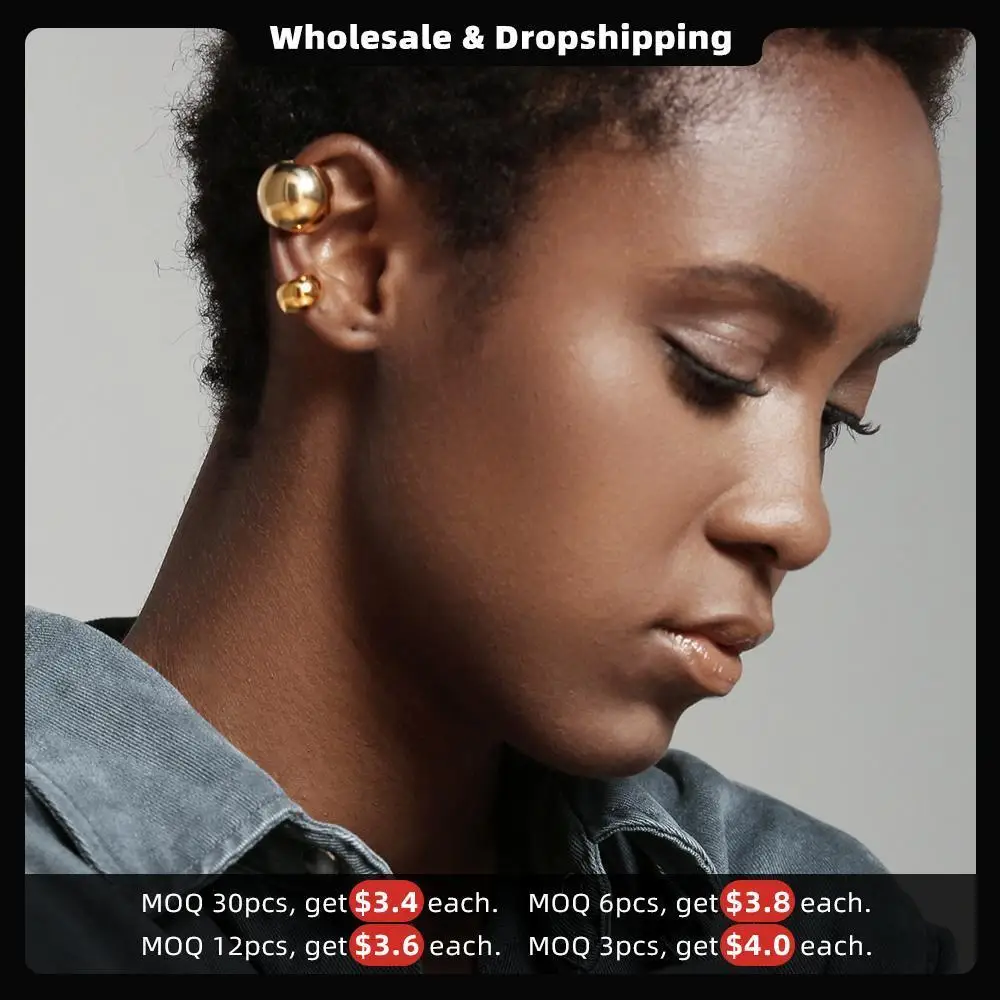 ENFASHION Punk Ball Ear Cuff Clip On Earrings For Women Gold Color Rock Pea Earings Without Piercing Pendientes Mujer EC191038
