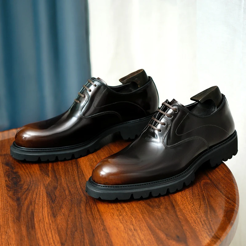 

Men's Genuine Leather Vintage High Quality Shoes Luxury Classic Formal Dress Elegant Gentleman Italian Black Natural Cowhide
