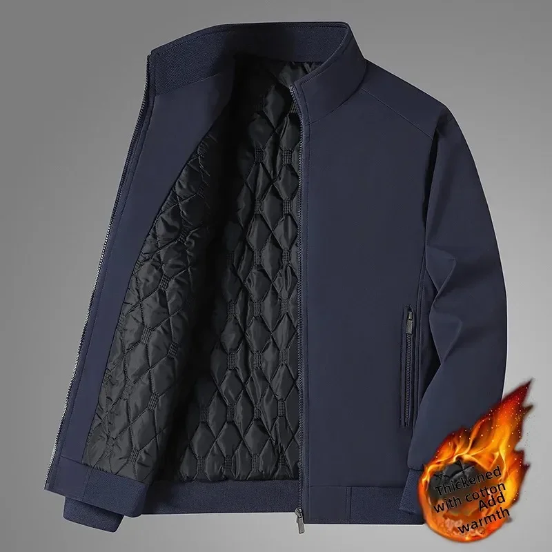 سترة كاجوال بياقة واقفة من القطن السميك للرجال، ملابس علوية عصرية دافئة، طول منتظم، مريحة، مناسبة للعلامة التجارية الصينية #2