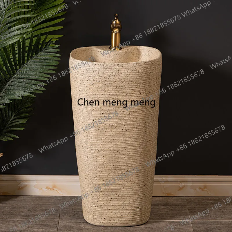 

Household balcony column washbasin ceramic integrated, pool floor basin