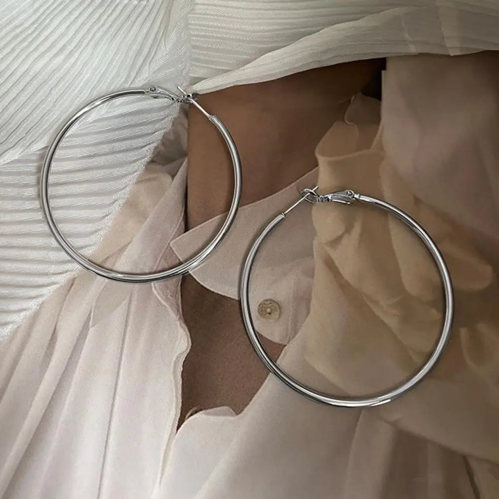 Women Earrings 4 Pairs Women’s Hoop Earrings Set Different Size Circle Ear Decorations Polished Electroplated for Party