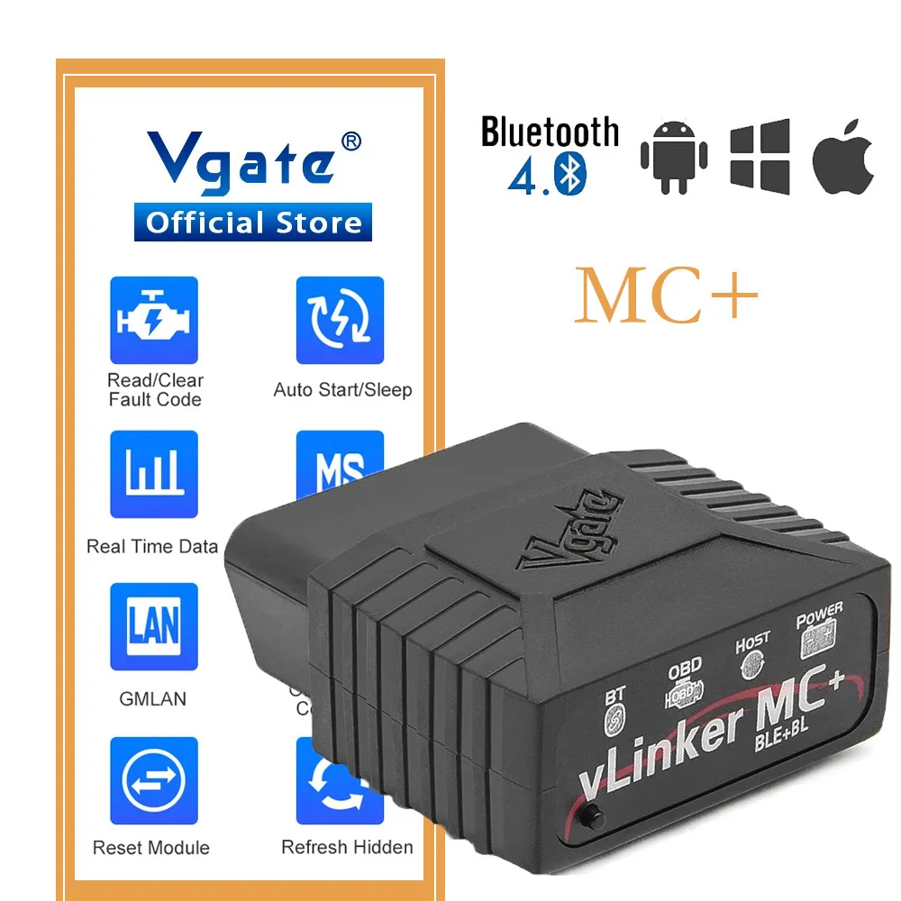 Vgate vLinker MC ELM327 V2.2 Bluetooth 4,0 Сканер OBD2 OBD 2 BimmerCode FORScan Автомобильные диагностические инструменты ELM 327 V1 5