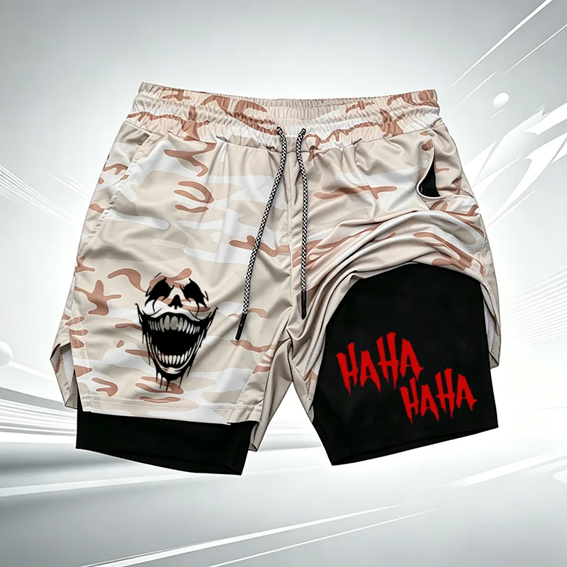 Herren-Sommer-GYM-Shorts mit 2-in-1-Kompressionsfutter, schnelltrocknend, atmungsaktiv, für Training, Workout, Laufen und Freizeit, WX273 – Detail 7