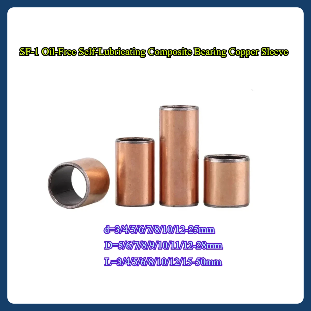 

SF-1 Oil-Free Self-Lubricating Composite Bearing Copper Sleeve ID=3/4/5/6/7/8/9/10/11/12/13/14/15/16-25mm