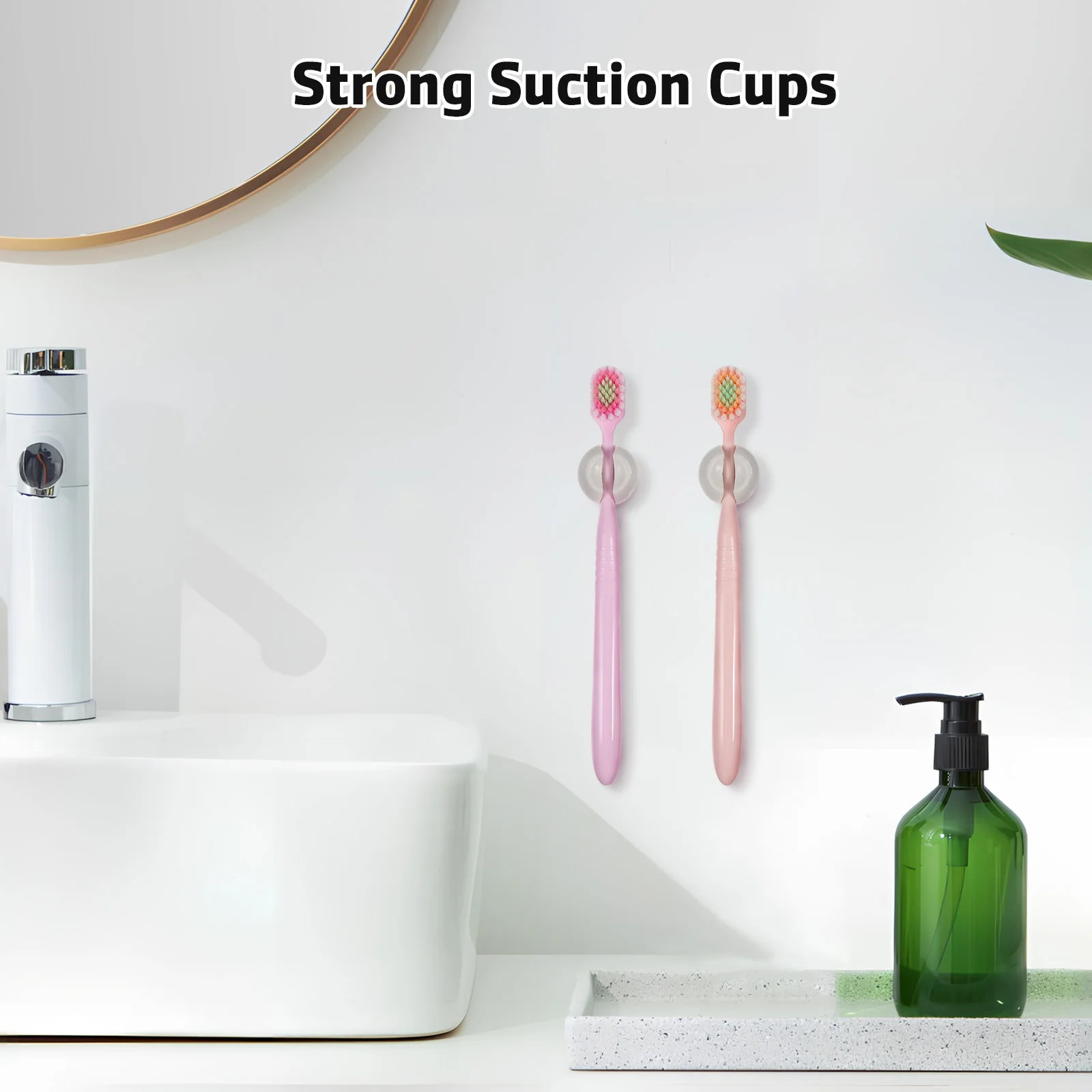

6Pcs Suction Cup Toothbrush Holder for Bathroom Mirror Shower Wall Mount Storage Organizer Clean Convenient Single Brush Rack