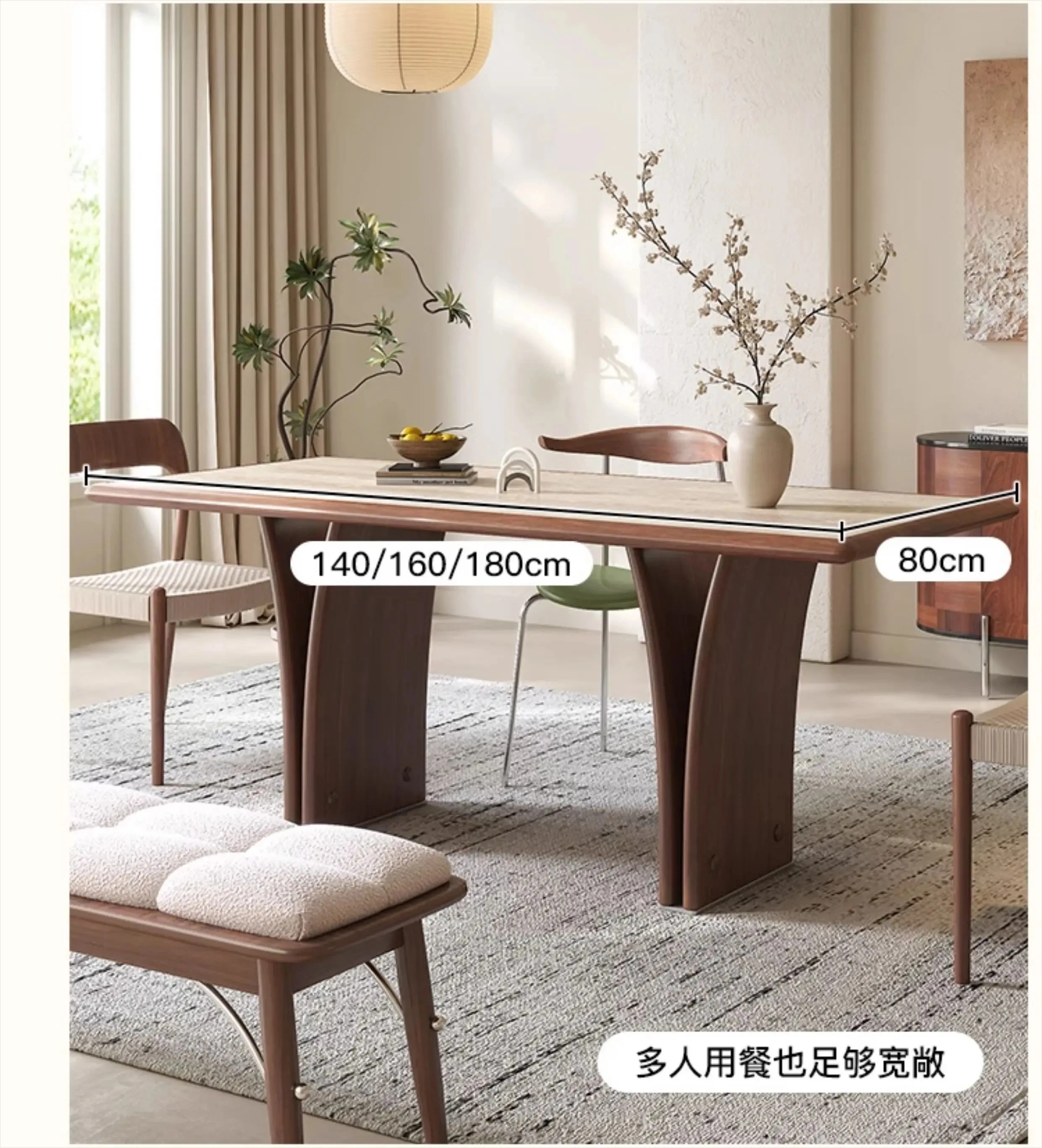 

Y1 North American Black Walnut Wood Vintage Style Solid Wood Rock Slab Dining Table Living Room Home Dining Table