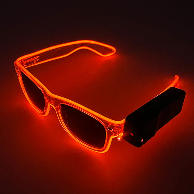 Wireless LED Luminous Glasses EL Flashing Neon Bar LED Glasses Light Up Glasses Rave Costume Decor DJ Sunglasses