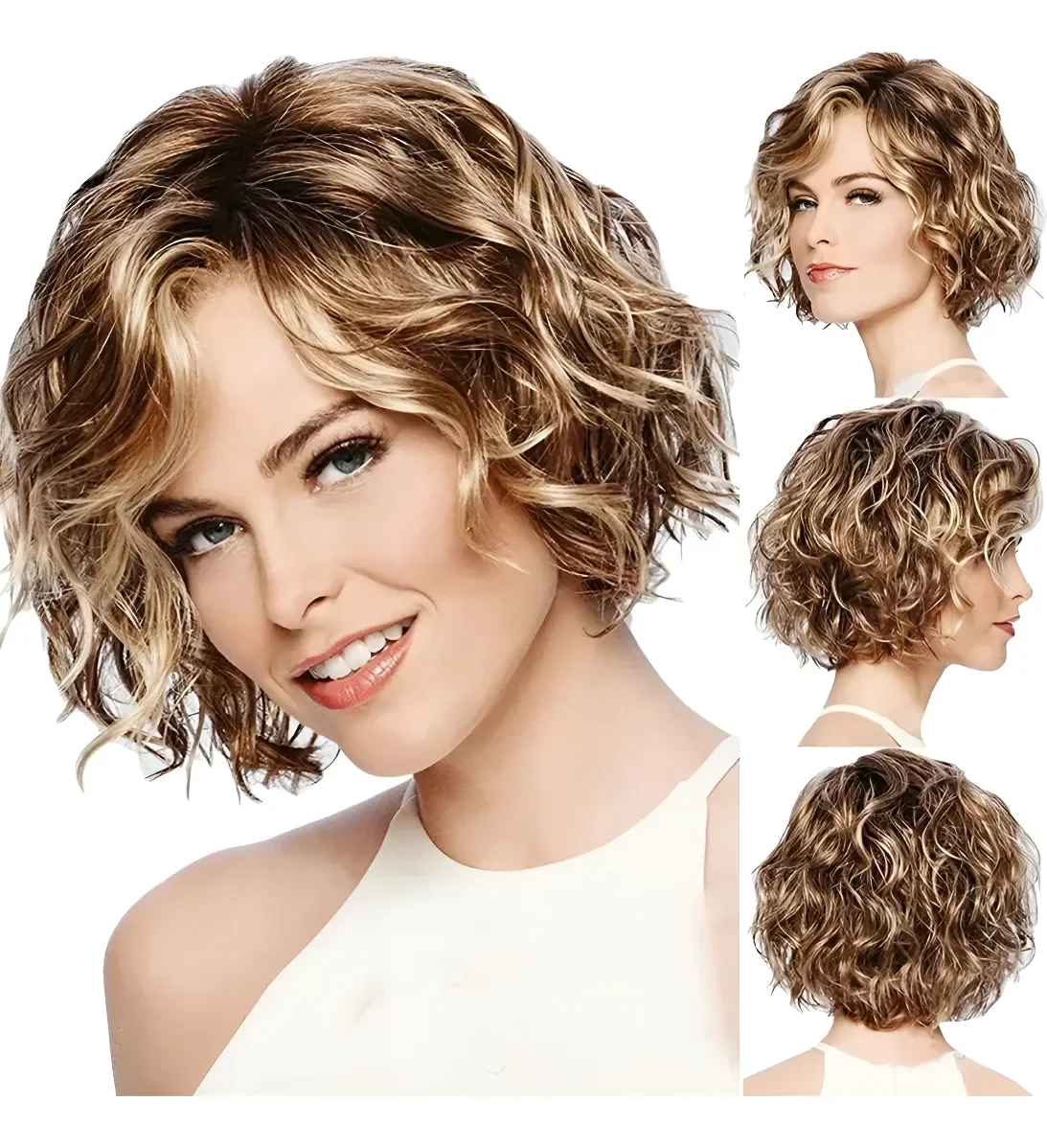 

Женский модный светло-русый волнистый парик из термостойких синтетических волокон, подходящий для повседневного использования.