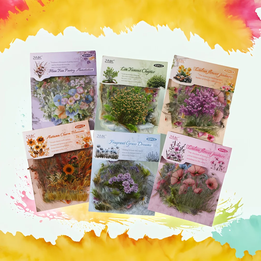 

The "Seasonal Flower Rhythm" Journal Sticker Pack, Full of Vintage Charm, Features a Variety of Elegant Floral Patterns, with Delicate Lines and Warm Colors Can Be Diy-Decorated for Notebooks and Letter Paper!