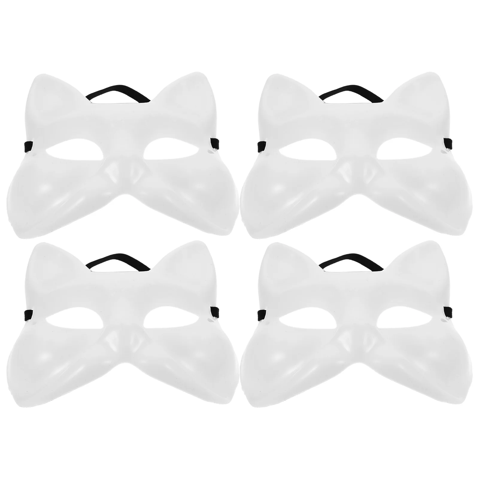 Masque de chat en plastique pour hommes, costume d'Halloween, lapin, démon doré, blanc, blanc, bricolage, blanc, déclin, cosplay, 4 pièces