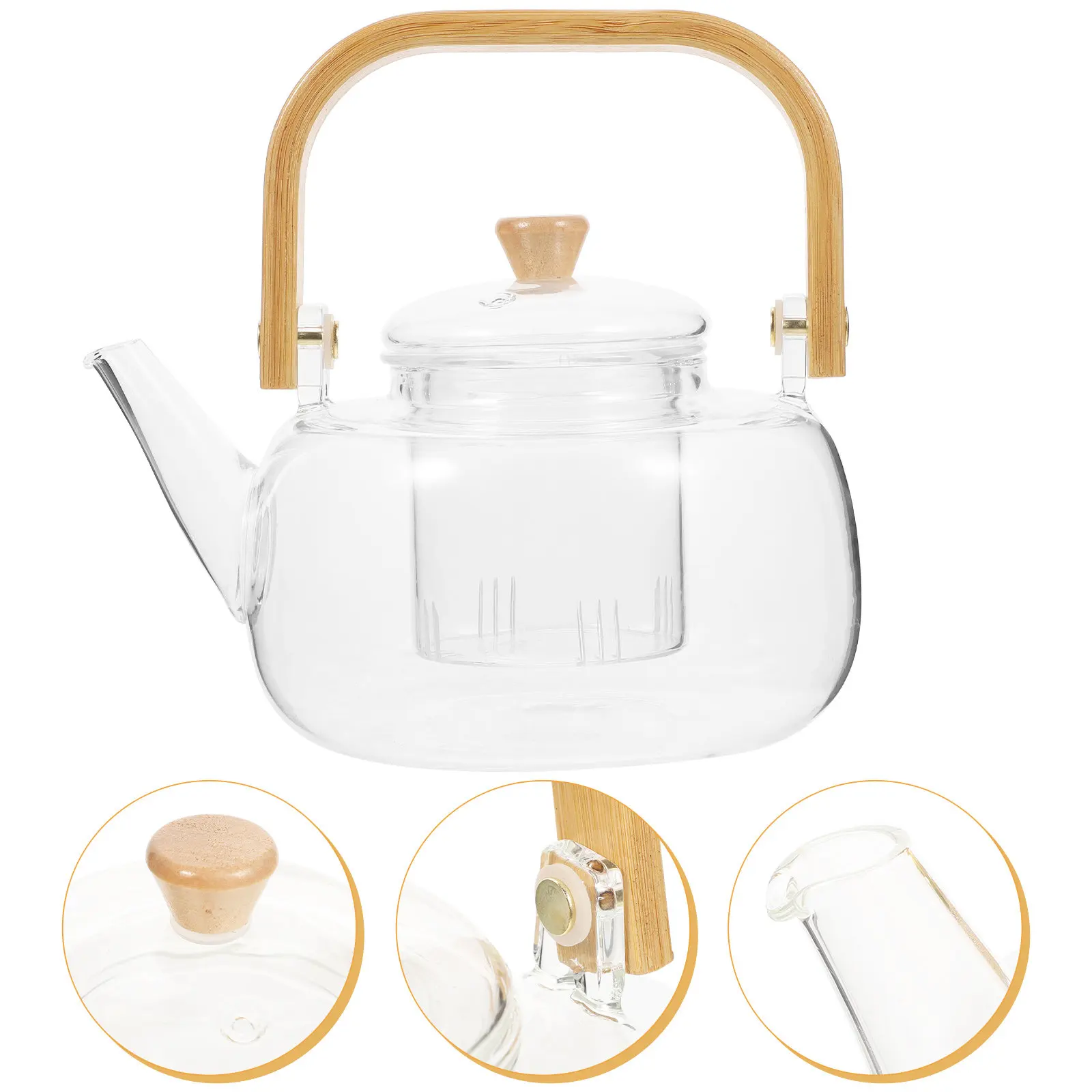 

Glass Tea Pot Infuser Teapot Portable Transparent Glass Kettle for Home Office Restaurants Clear Tea Container