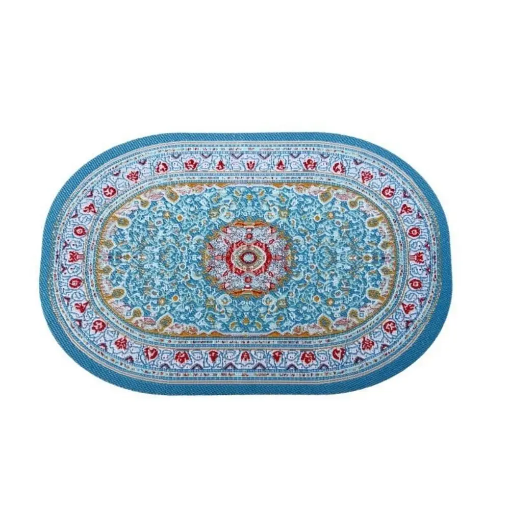 Gift Multicolor Dollhouse Carpet Floral Pattern Oval Round Miniature Weaving Rug Turkish Style Scene Model Floor Covering Mat