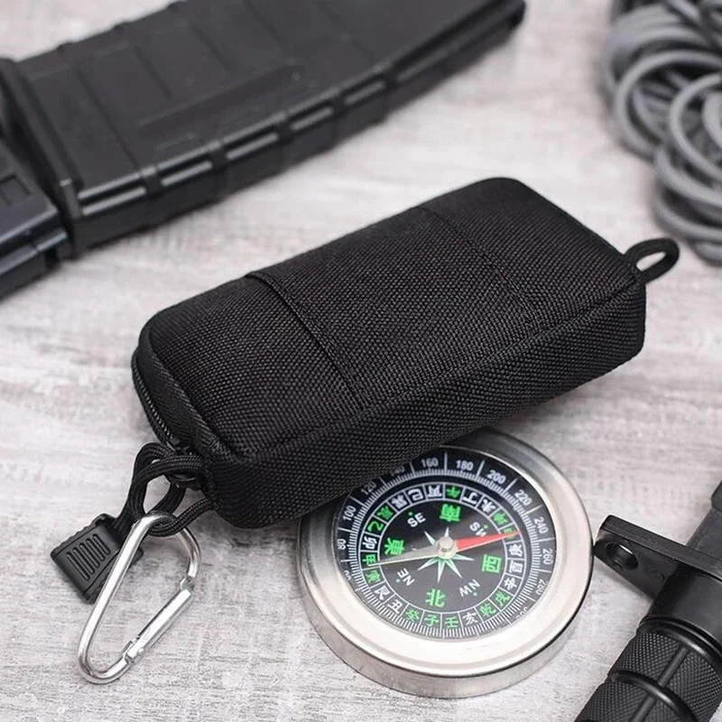 Tactical Front Pocket Purse Bag Waterproof Zipper Small Coin Purse Coin Bag Nylon Minimalist Card Bag for Men & Women