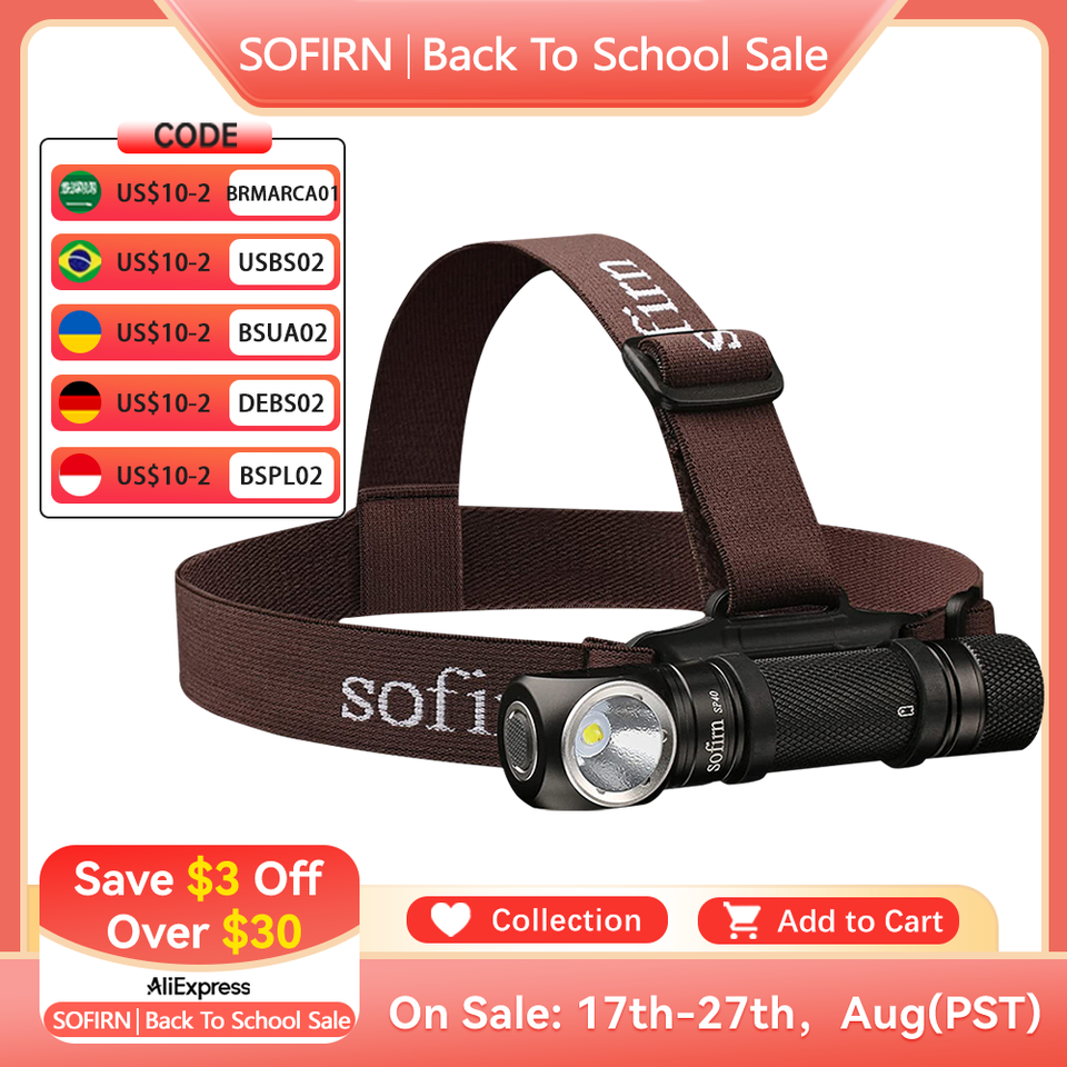  Sofirn SP40 XPL LED EDC Headlamp 18650 Rechargeable Lamp 1200lm Bright Outdoor Fishing Torch with Magnet TailCap 