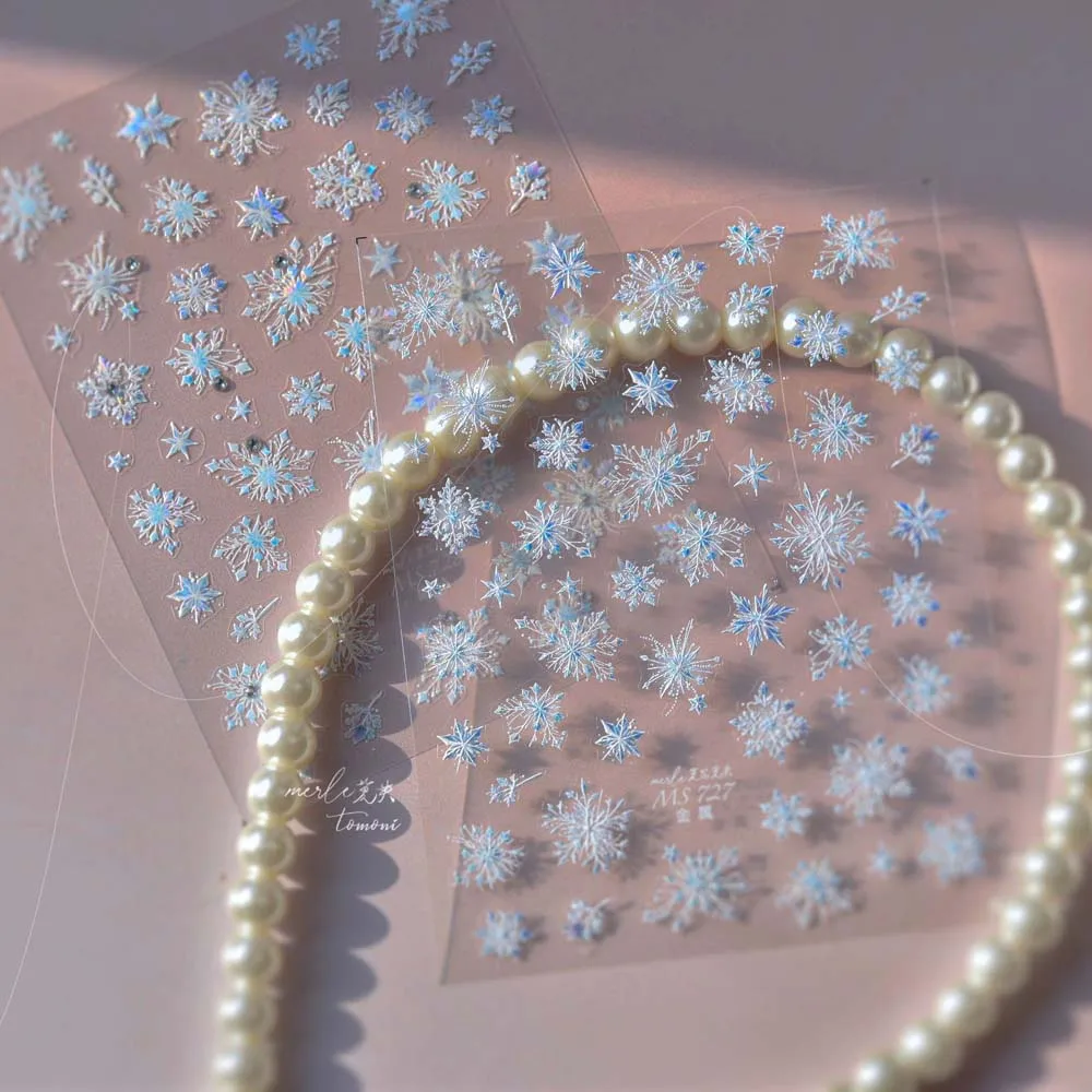 อุปกรณ์ตกแต่งเล็บ สติ๊กเกอร์ติดเล็บลายเกล็ดหิมะคริสต์มาส ลายเปลือกหอย แสง 5D ประดับเพชร ลายเพชรคริสต์มาส สติ๊กเกอร์ติดเล็บลายต้นคริสต์มาส