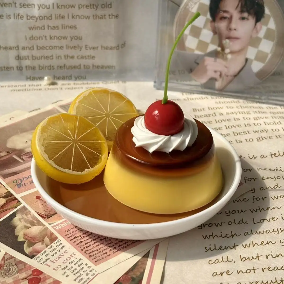 Nette Retro Requisiten Simulierte Creme Pudding Ornamente Foto Requisiten Desktop Match Tee Mädchen Geschenk K63 Pudding Japanischen Stil Dekoration