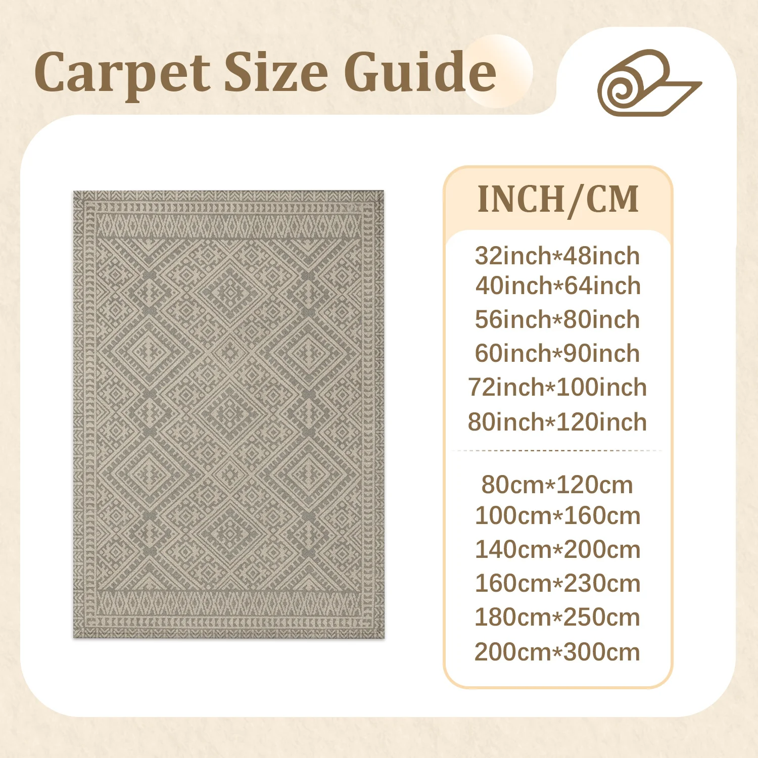 Large Indoor Area Rug, Soft Velvet Low Pile with Non-slip Dotted Backing, Machine Washable Geometric Tribal Pattern Area Rug in Neutral Beige Gray for Living Room, Bedroom, Entryway