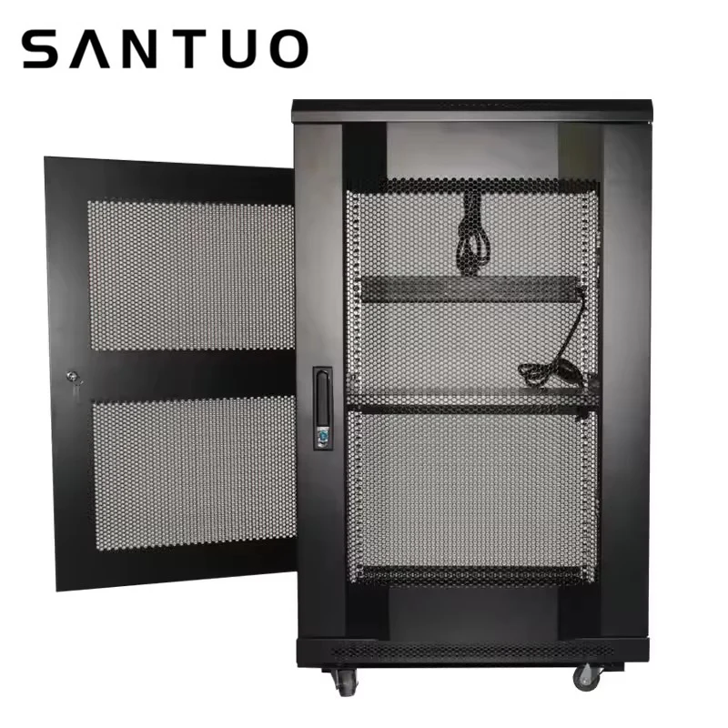 Wholesale 19 Inch Cold Rolled SPCC Steel Data Center Cabinet Floor Standing 18U Server Rack in Stock