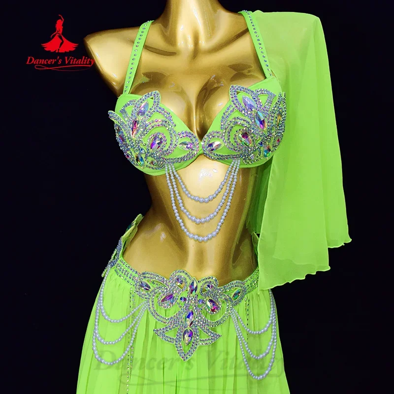 Bauchtänzerin-Kostüme für Damen, hochwertiges, maßgeschneidertes Strass-Performance-Set für Bauchtanz, orientalisches Tanz-Wettbewerbsoutfit