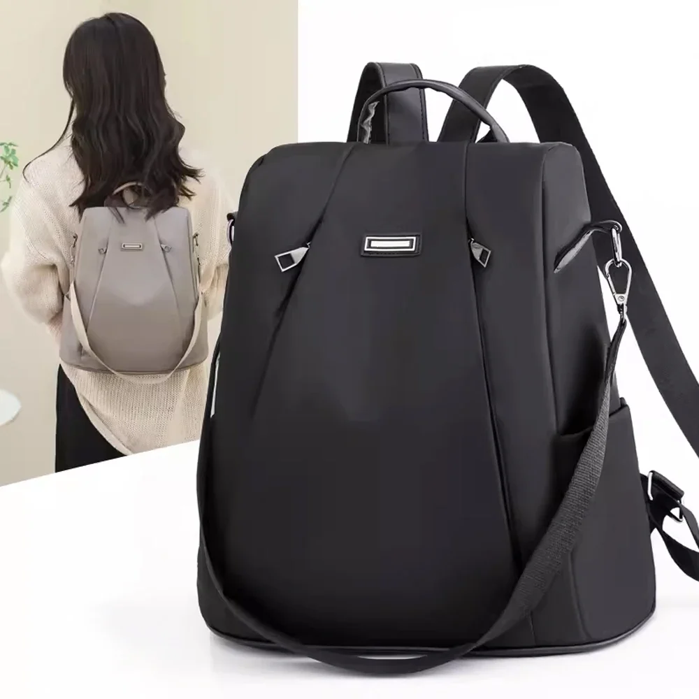 New Fashion Nylon Solid Color Lightweight Waterproof Large Capacity Detachable Shoulder Strap Multi Functional Women's Backpack