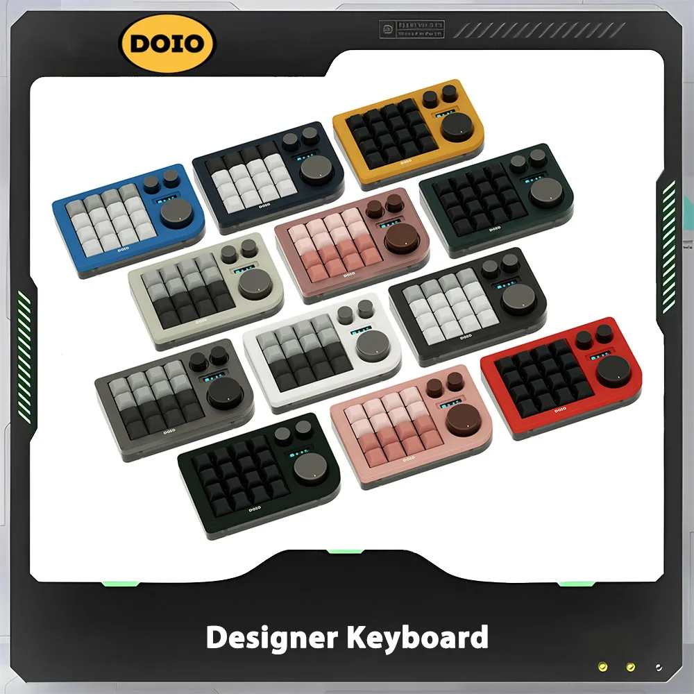 

DOIO KB16B-02 Mechanical Keyboard Three Knob Two Mode Designer Wireless Keyboard Gasket RGB QMK VIA Customized Keypad Office