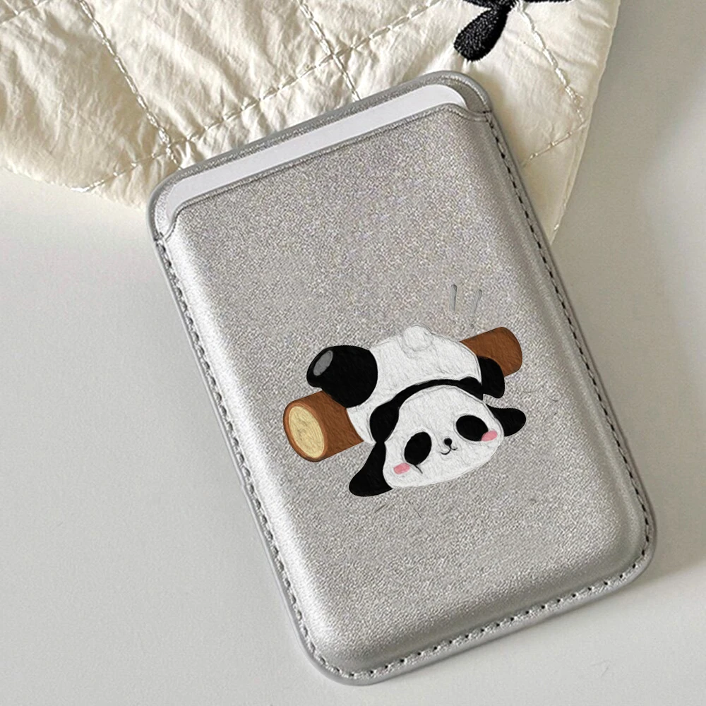 Lustige Panda-Leder-Kartenhülle für Magnetische Hüllen, Geeignet für alle iPhone Magsafe-Karten-Handyhüllen – Detail 1