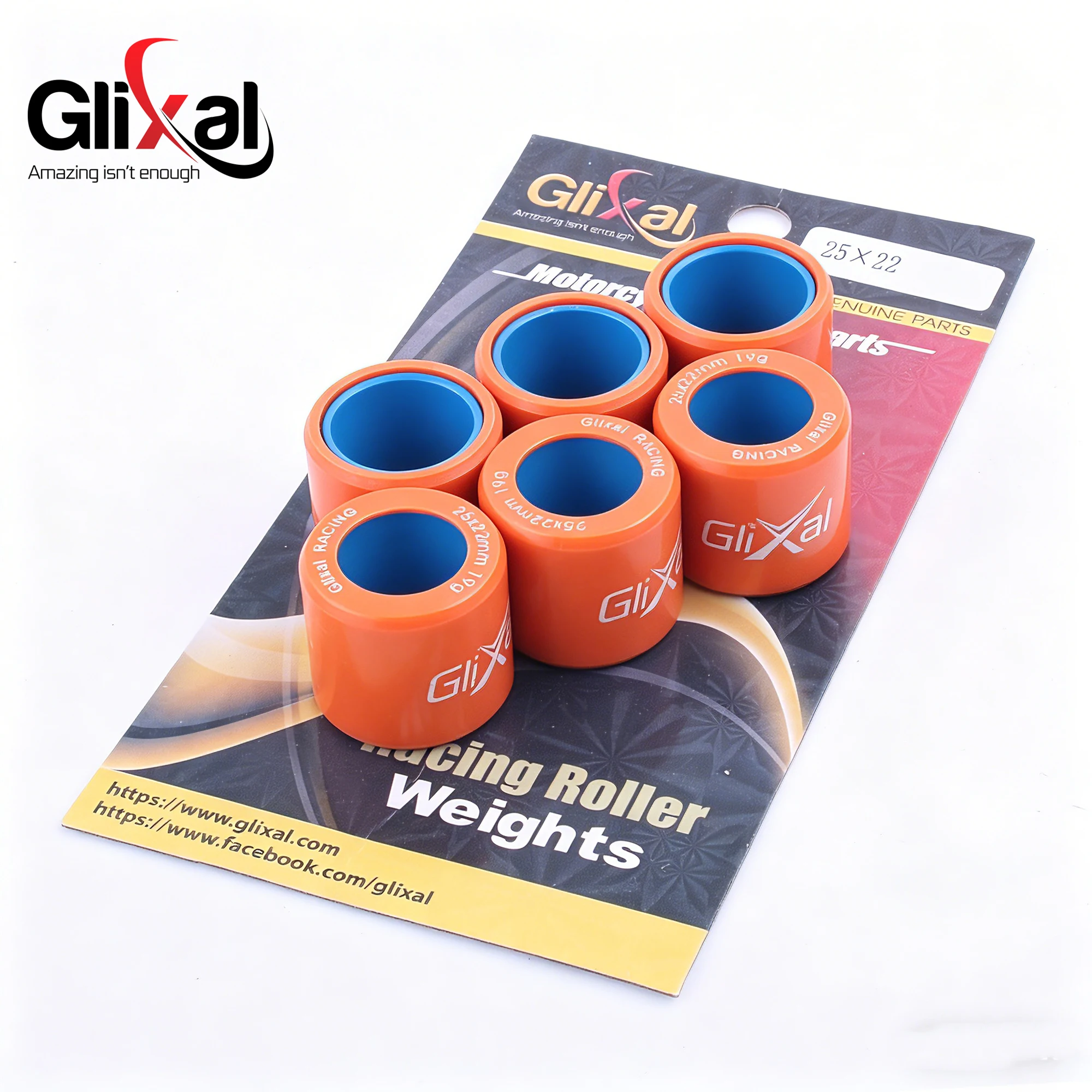 Rodillos Variadores Reforzados Glixal 25x22mm para Aprilia Atlantic 500, Piaggio Beverly 500, Yamaha Grizzly 300, Scooters y Quads