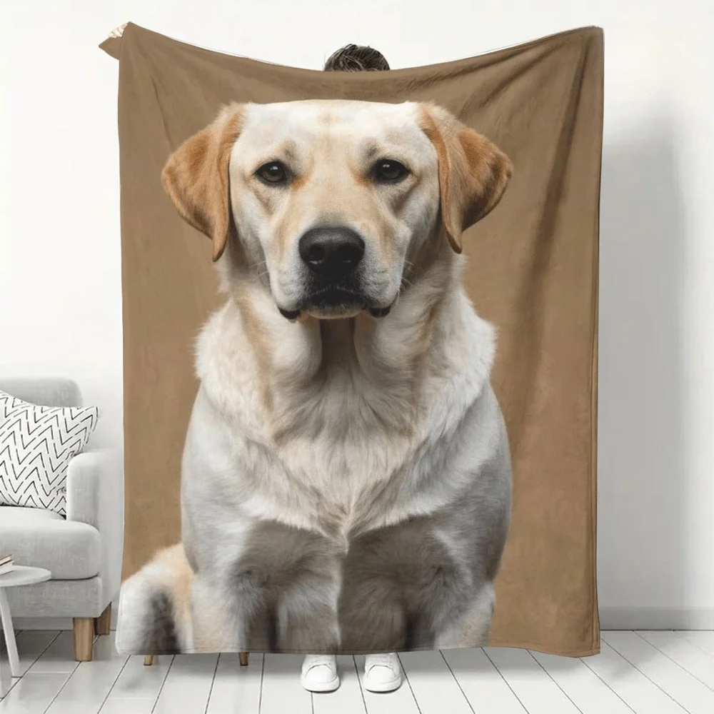 Blanket labrador retriever dog print throw blanket realistic pet animal decorative cover for couch bedroom travel camping
