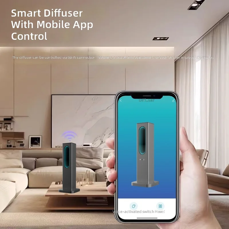 Smart APP Control Essential Oil Diffuser, Aluminum Alloy 2-Fluid Aroma Diffuser, Desktop Columnar Scent Machine, Home Decor