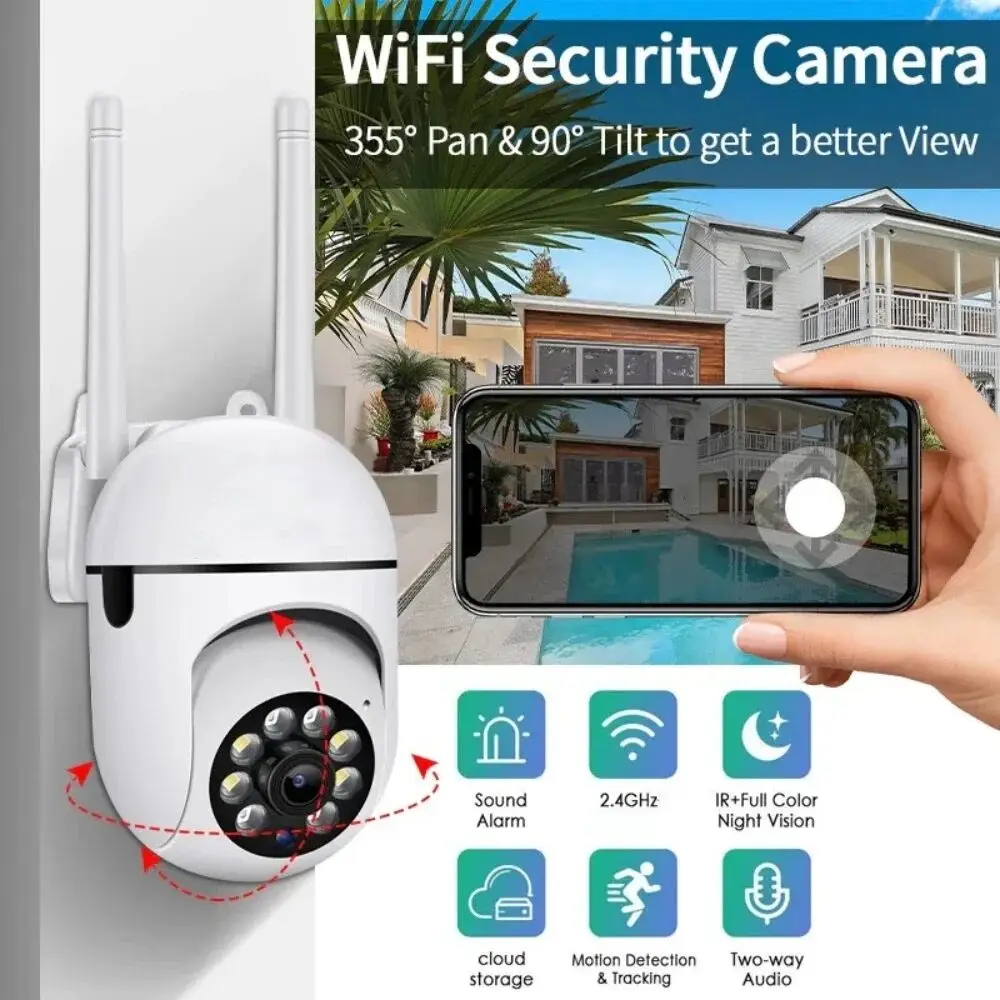 8MP Wireless Security Survillance PTZ Camera Wifi IP Outdoor 4X Zoom Cameras AI Human Tracking Two-way Audio HD Night Color Cam