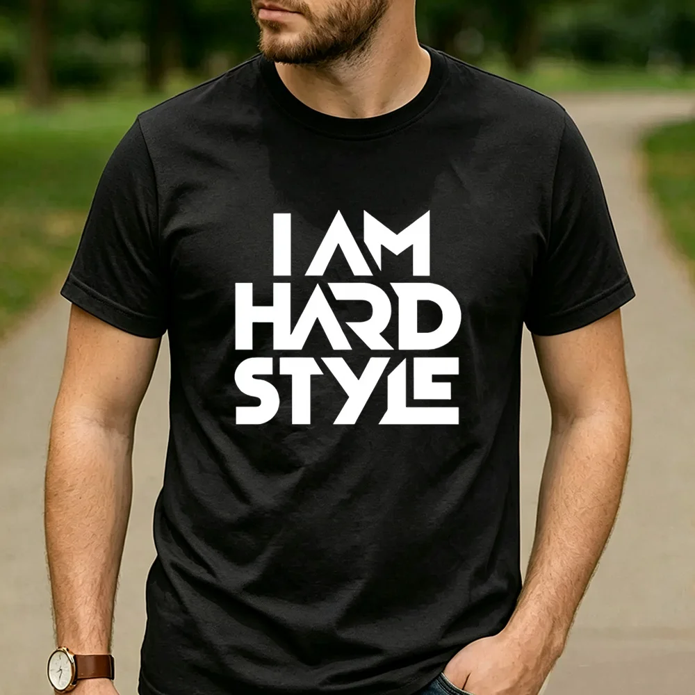 Футболка из хлопка с графическим принтом I Am Hardstyle, унисекс, для мужчин и женщин, повседневная, для фестивалей, уличная одежда, для любителей хард-стиля, футболка для рейверов.