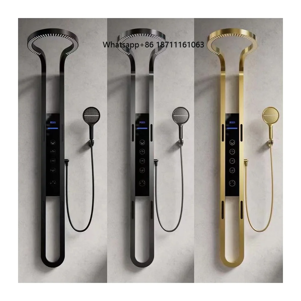 Factory Outlet Gray Rainfall Shower Set Smart Thermostatic Shower Tower Column With Temperature Display Shower Panel