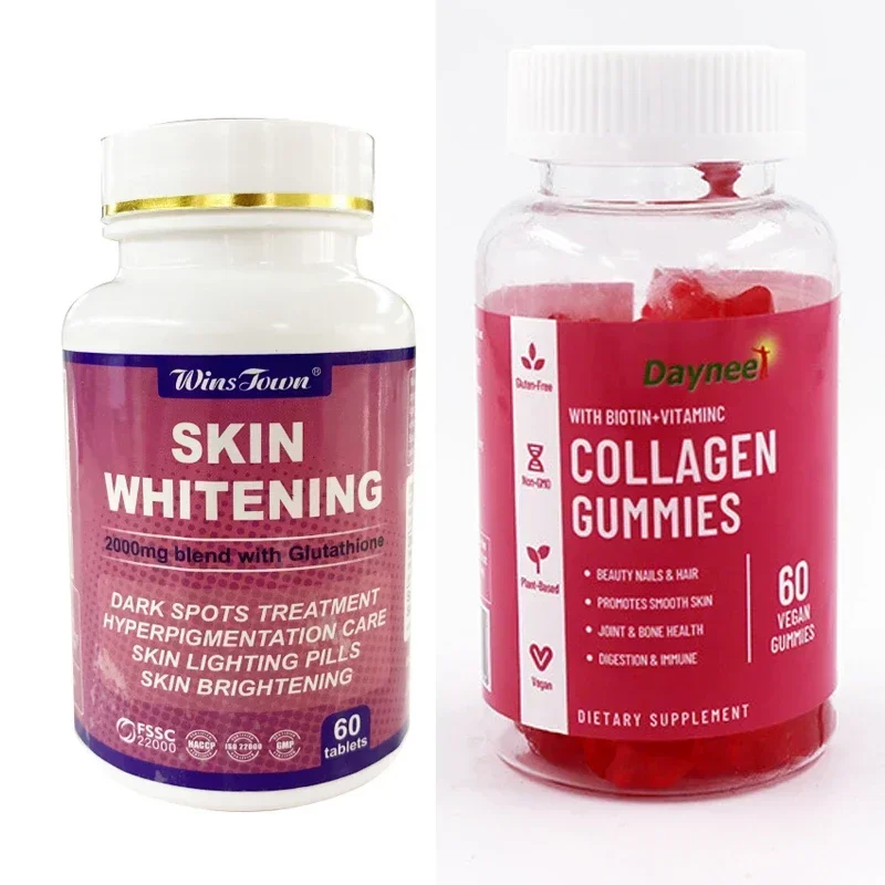 

2 bottles of collagen gummies+skin glutathione capsules to improve skin laxity and skin tone health food