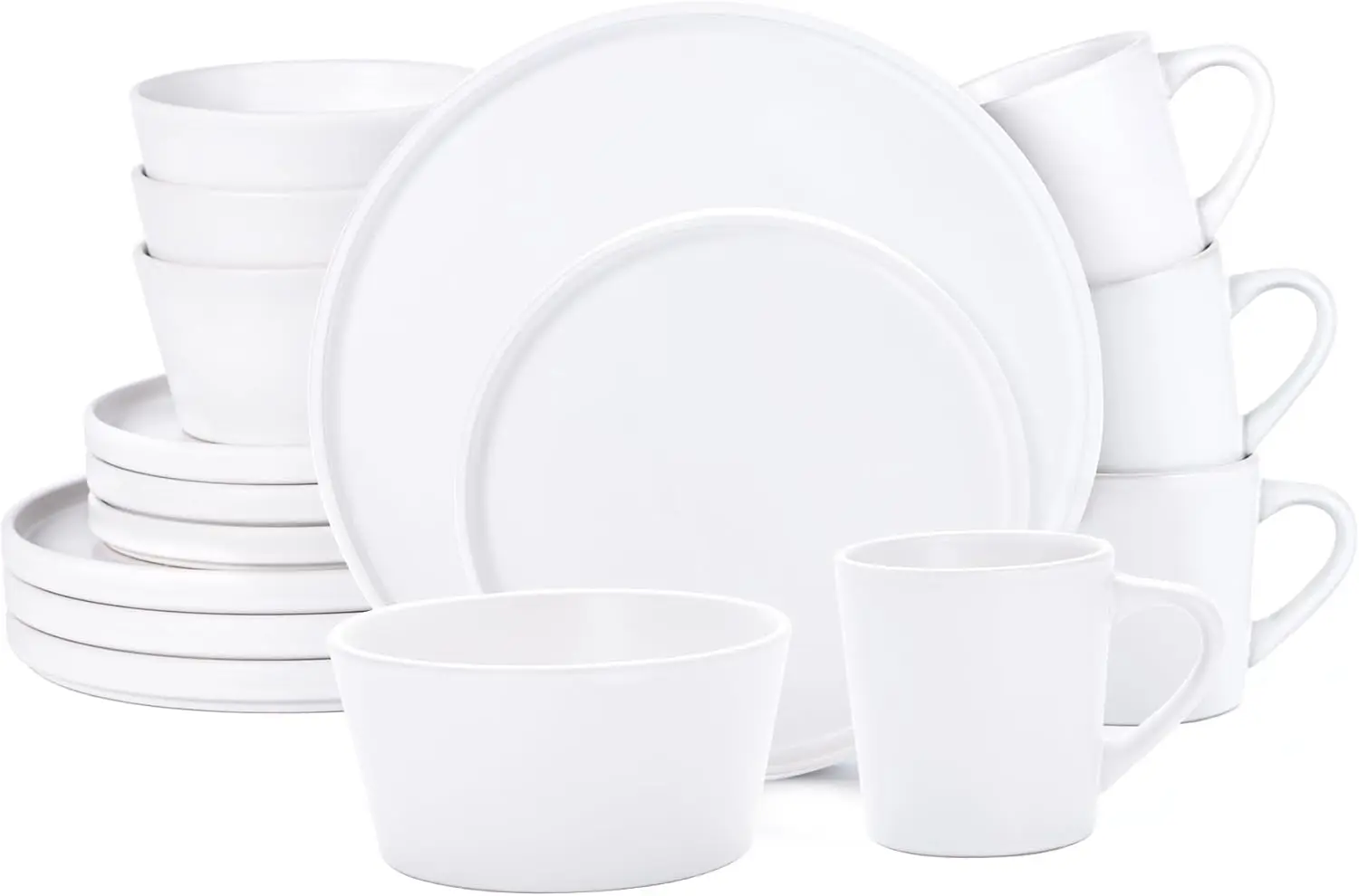 

Plates and Bowls Sets for 4 - 16 Piece Stoneware Dinnerware Sets with Mugs, Ceramic Dishware Sets for Kitchen Dining Use, Chip a