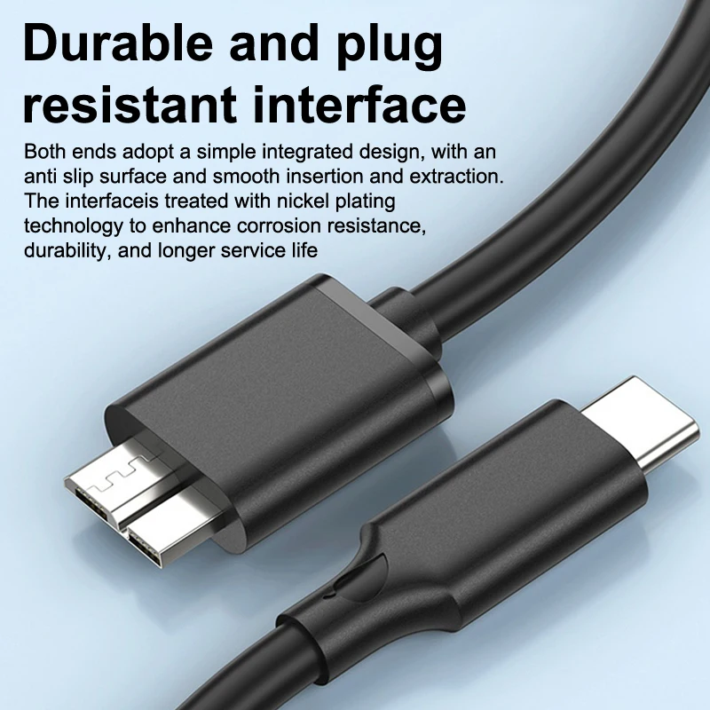 10Gbps Type C To Micro B USB3.0 Cable HDD Cable 3A Hard Disk Drive Fast Transfer Data Cord For Laptop Phone External Disk Tablet