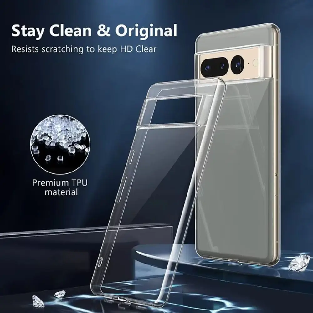 Silicone Phone Case Shockproof Full Body Rubber Case Transparent TPU Shell Back Cover for Google 9/7A/8A/8/8PRO/7/7PRO/6A/6PRO/6