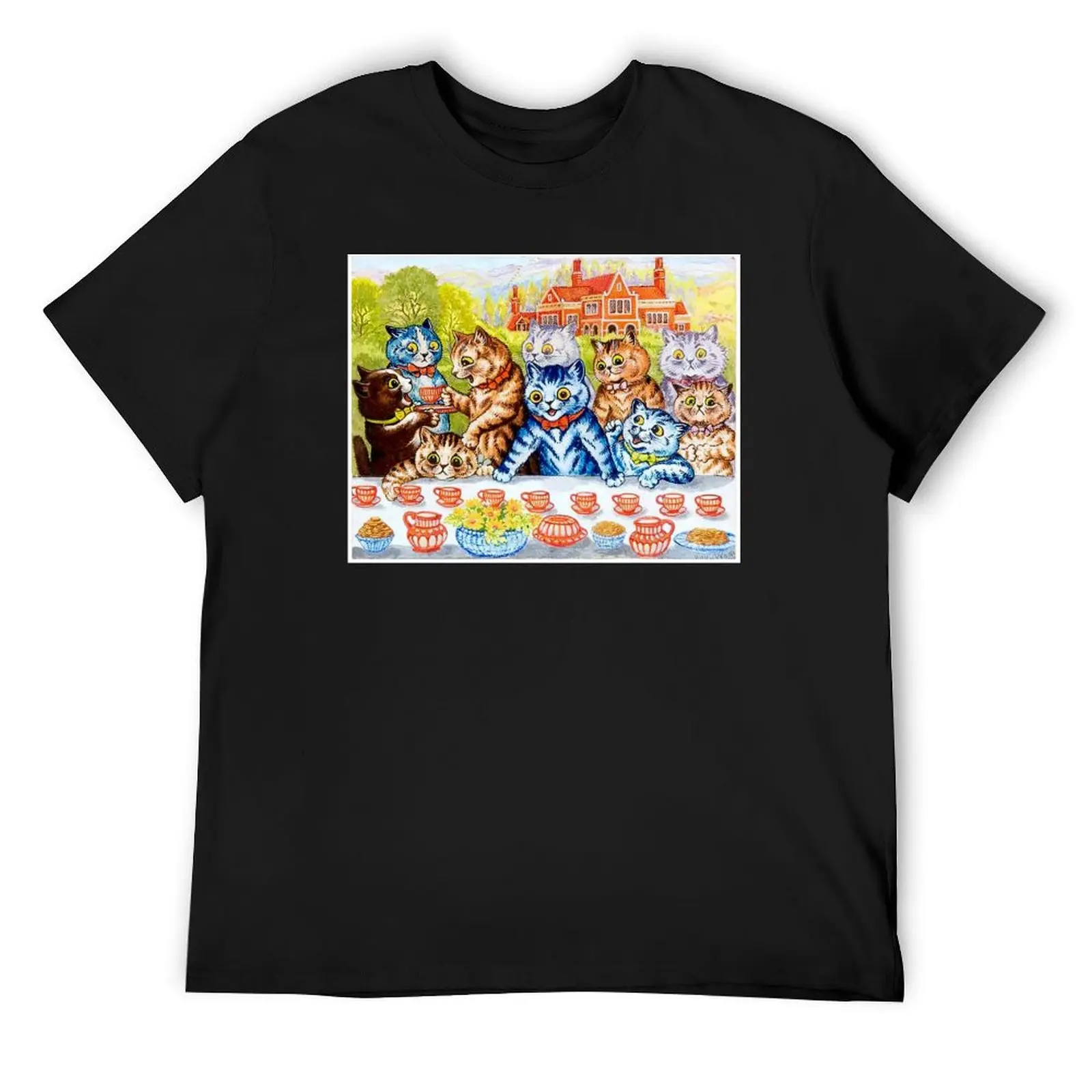 

CAT SOCIAL TEA PARTY : Vintage Louis Wain Abstract Print T-Shirt Blouse affliction shirts luxury designer men clothing
