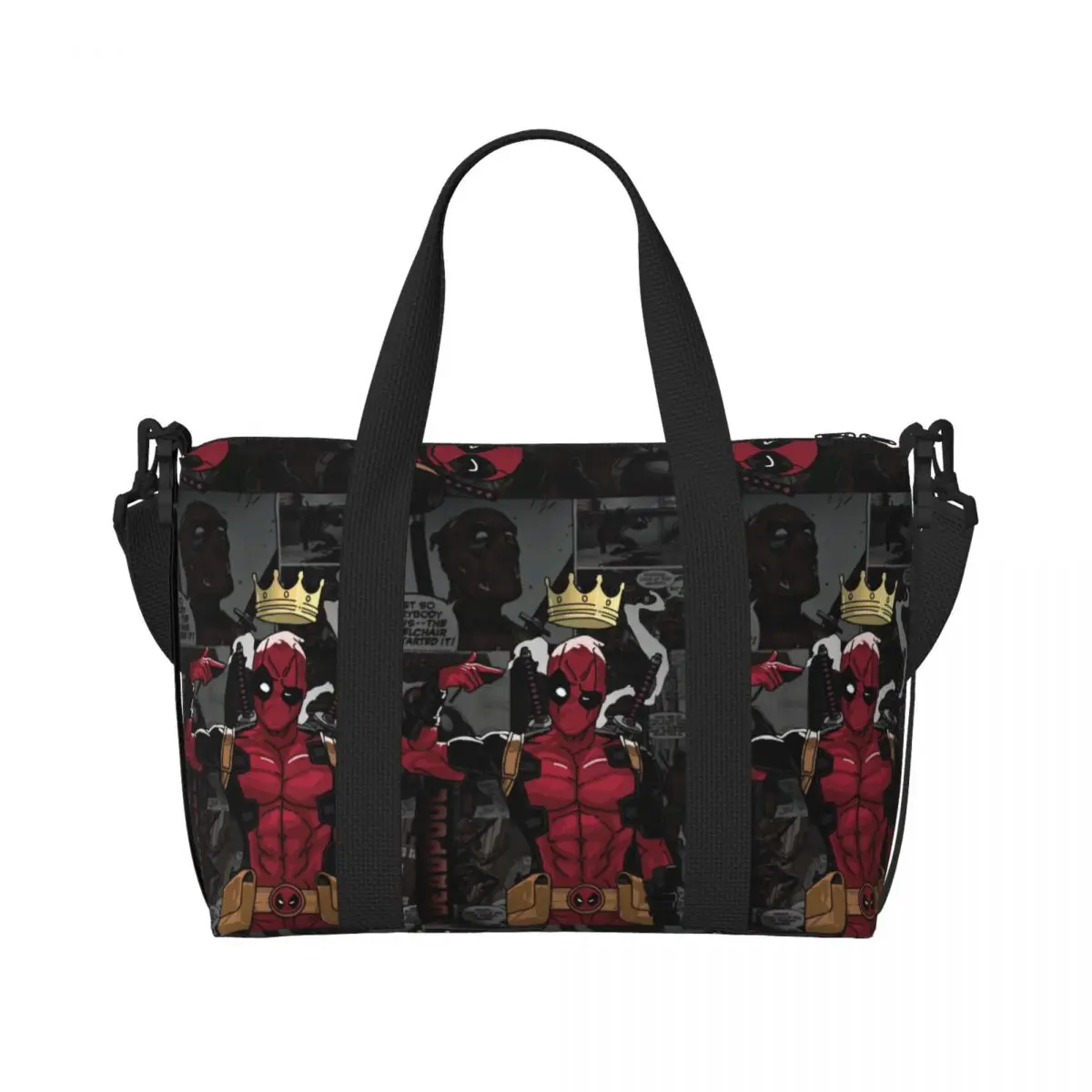 Custom Deadpool Beach Tote Bag Women Large Compartment Beach Gym Travel Bags