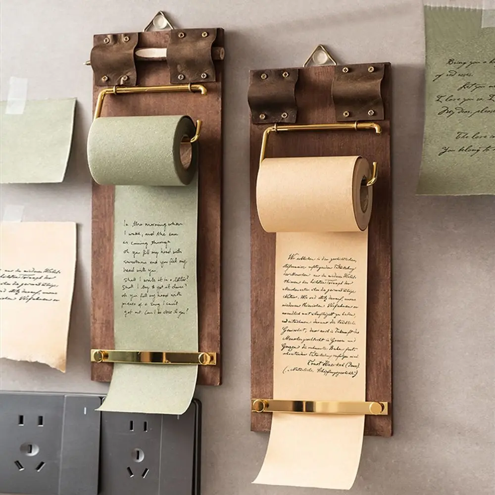 Retro Vintage Sticky Notes Tear-Off Rolled Notes Roll-Up Sticky Note Board Hangable Reusable Wooden Memo Clipboards
