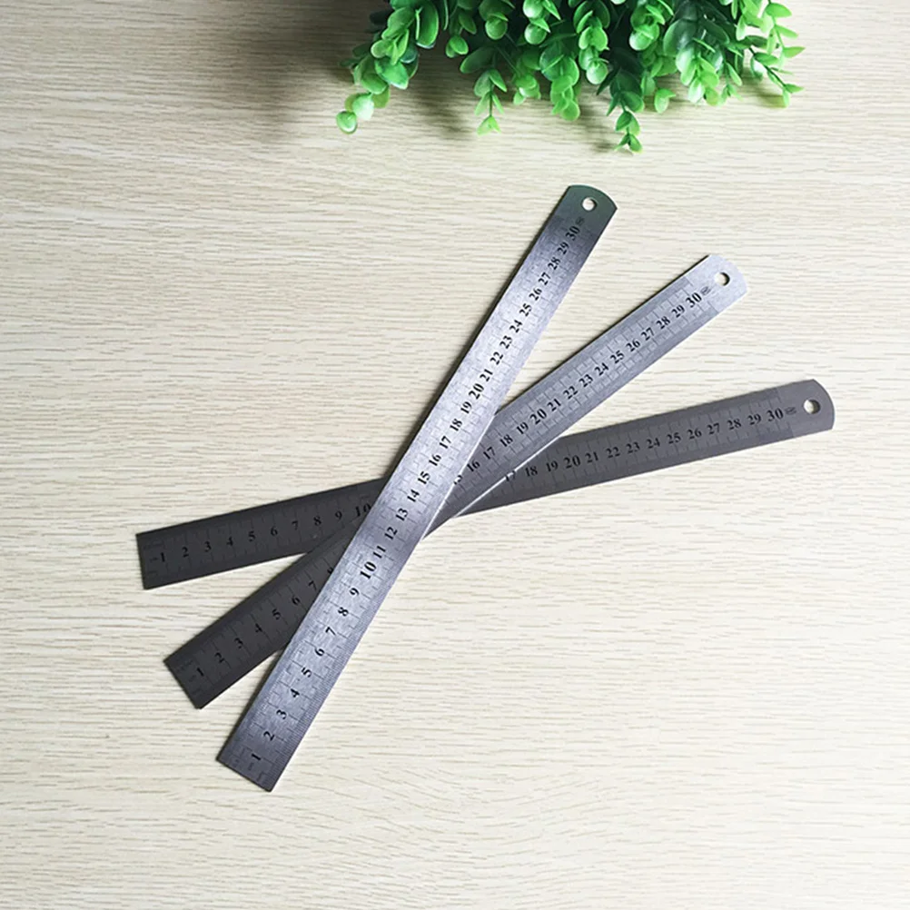 

6pcs Stainless Steel Ruler 20Cm 30Cm 40Cm Double Side Scale Precision Metal Straight Edge For Engineering School Office Drawing