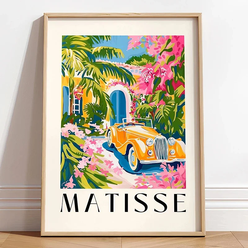 1pc frameless Canvas Painting Beach House Poster Pink Maximalist Prints Canvas Painting Matisse Wall Art Beachy Picture for Bath