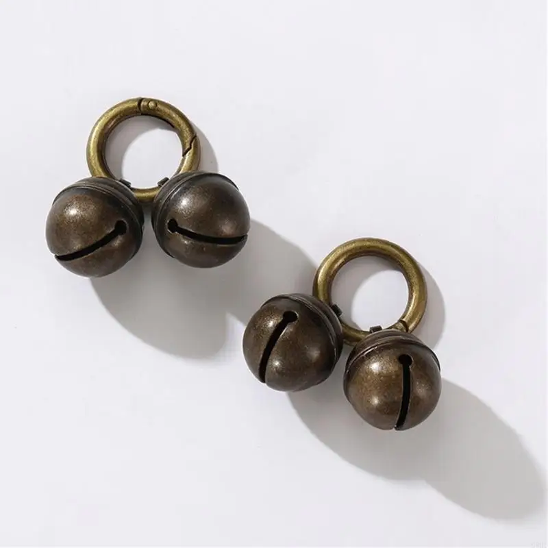 G92C 2lots Personality Fashion Dog Collar Bells Farm Animal Loud Bronze Bells for Monitoring Movements