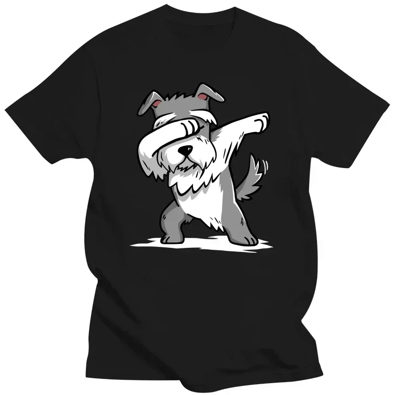 Funny Dabbing Miniature Schnauzer Dog Dad T Shirts Summer Style Graphic Cotton Streetwear Short Sleeve Birthday Gifts T-shirt